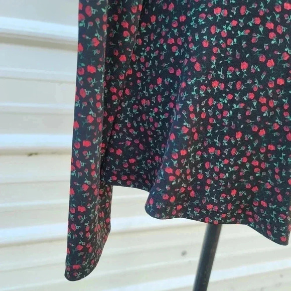 Michael Kors Women Faux Wrap Peplum Elastic Waist Stretch Jersey Top Black Red M - Picture 7 of 9